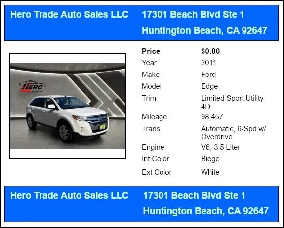 Used 2011 Ford Edge Limited w/ Driver Entry Pkg FWD image 9