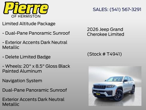 New 2026 Jeep Grand Cherokee Limited w/ Limited Altitude Package AWD/4WD image 6