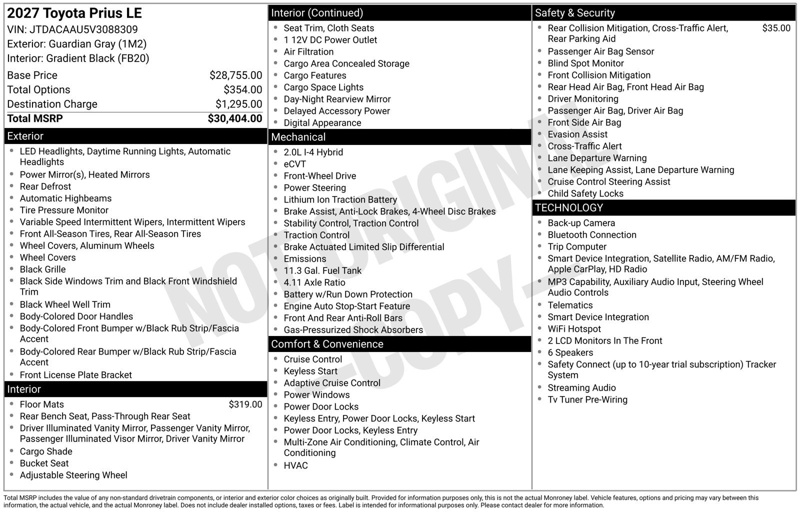 New 2027 Toyota Prius LE FWD image 4