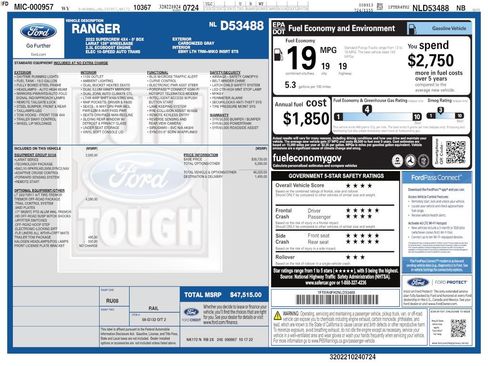 Used 2022 Ford Ranger Lariat w/ Tremor Off-Road Package AWD/4WD image 4