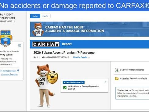 Certified 2026 Subaru Ascent Premium AWD/4WD image 2