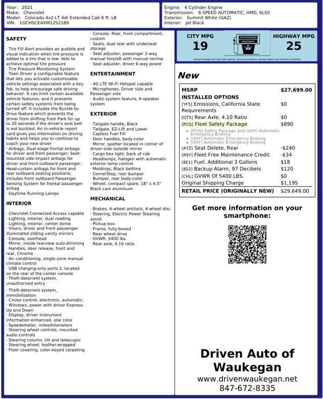 Used 2021 Chevrolet Colorado LT w/ Fleet Safety Package RWD image 4