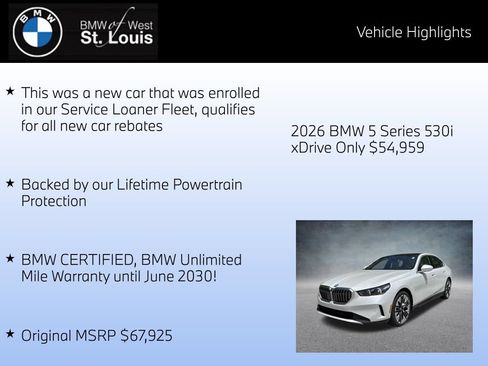 Certified 2026 BMW 530i xDrive w/ Premium Package AWD/4WD image 8