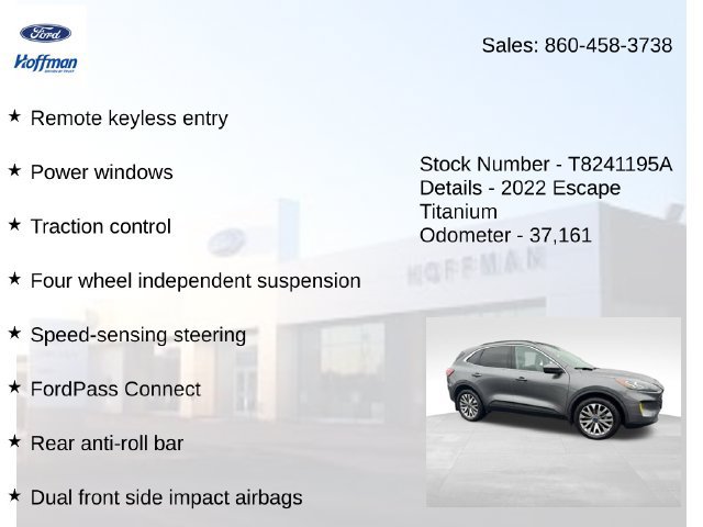 Certified 2022 Ford Escape Titanium w/ Class II Trailer Tow Package AWD/4WD image 15