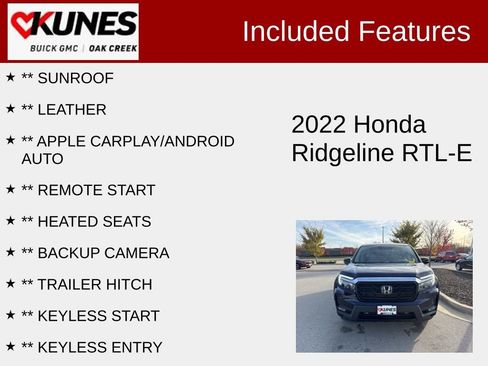 Used 2022 Honda Ridgeline RTL-E image 2