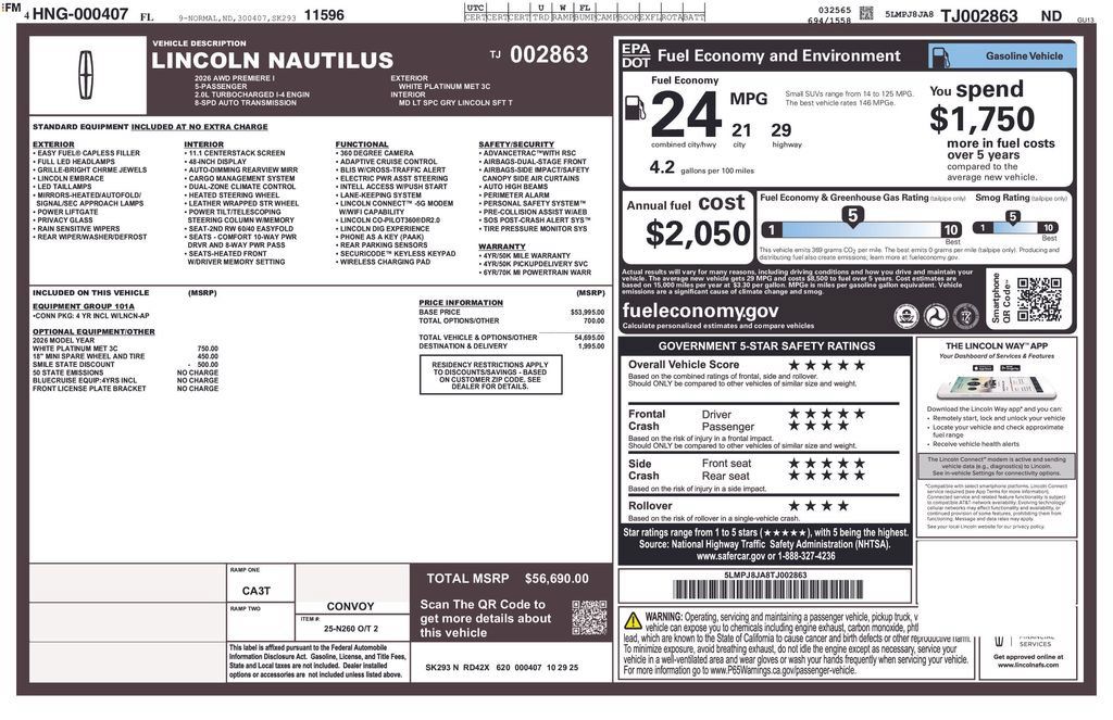 Used 2026 Lincoln Nautilus Premier AWD/4WD image 46
