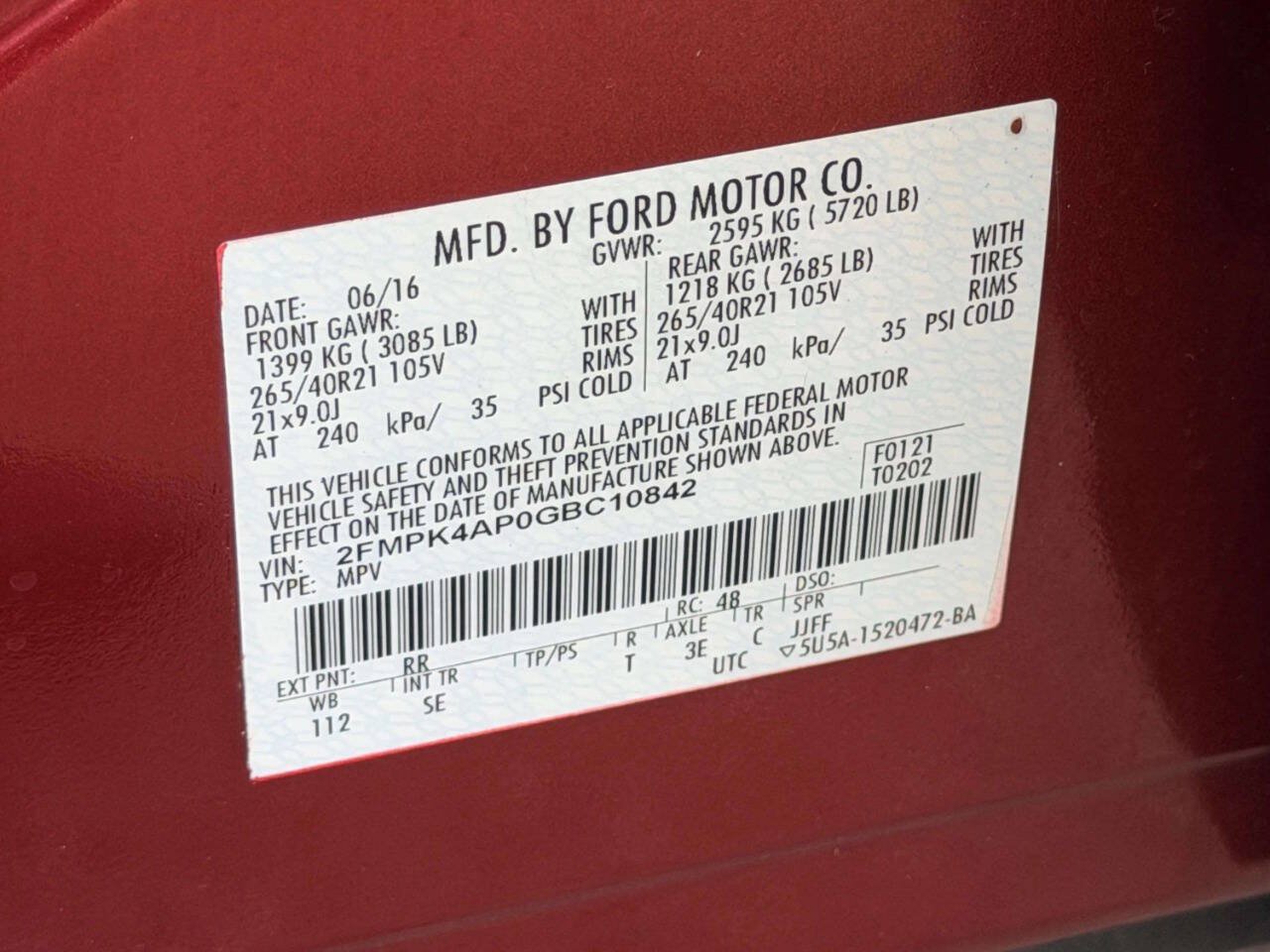 Used 2016 Ford Edge Sport w/ Equipment Group 401A AWD/4WD image 20