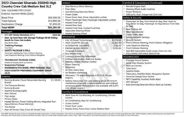 Used 2023 Chevrolet Silverado 2500 High Country w/ Z71 Off-Road Package AWD/4WD image 2