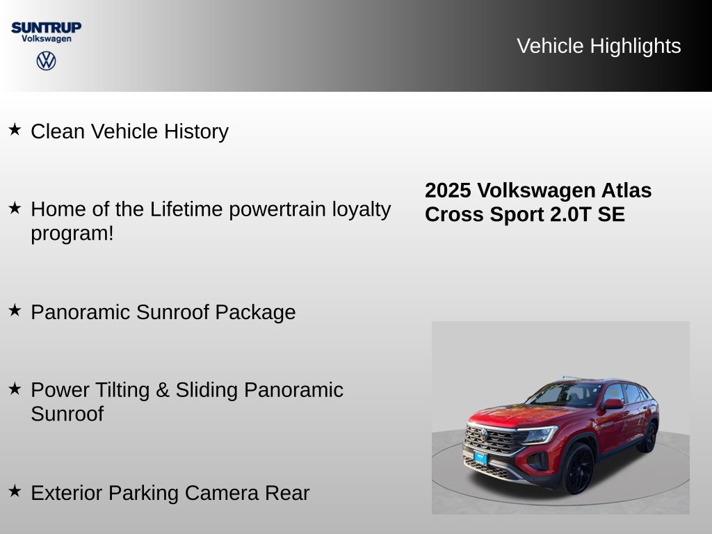 Used 2025 Volkswagen Atlas Cross Sport SE w/ Panoramic Sunroof Package FWD image 8