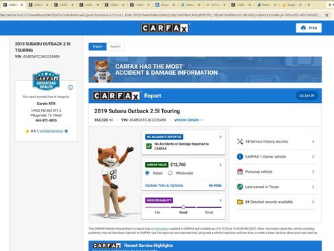 Used 2019 Subaru Outback 2.5i Touring w/ Popular Package #3A image 2