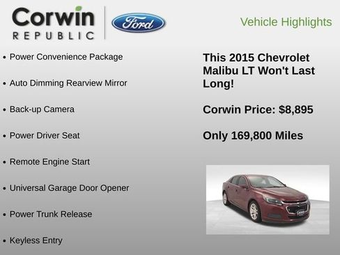 Used 2015 Chevrolet Malibu LT w/ Power Convenience Package image 6
