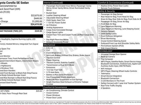 Certified 2022 Toyota Corolla SE w/ Carpet Mat Package (TMS) FWD image 32