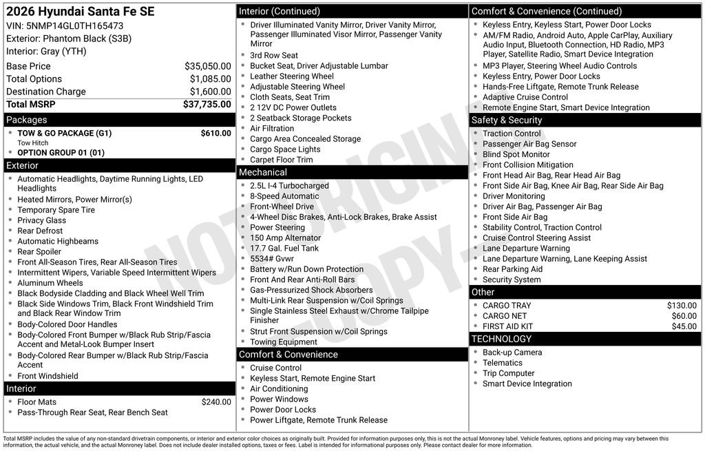 Certified 2026 Hyundai Santa Fe SE w/ Tow & Go Package FWD image 31
