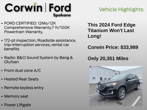 Used 2024 Ford Edge Titanium w/ Equipment Group 301A AWD/4WD image 6