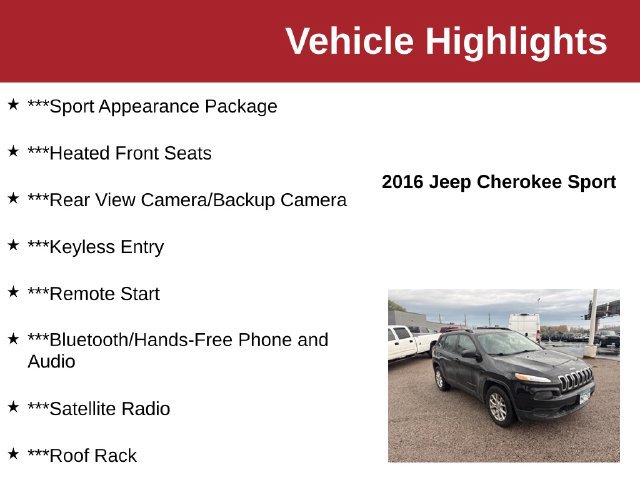 Used 2016 Jeep Cherokee Sport w/ Cold Weather Group AWD/4WD image 10