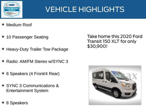 Certified 2020 Ford Transit 150 XLT image 22