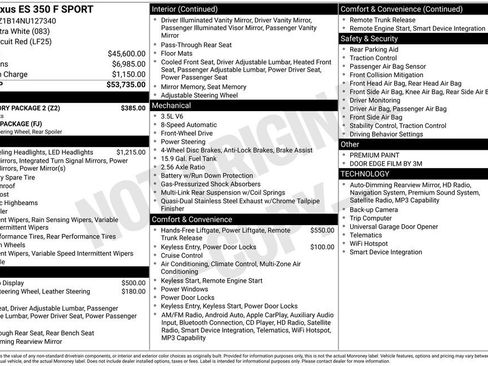 Used 2022 Lexus ES 350 F Sport w/ Accessory Package 2 FWD image 39