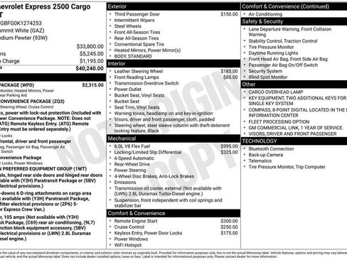 Used 2019 Chevrolet Express 2500 Extended w/ Safety Package RWD image 17