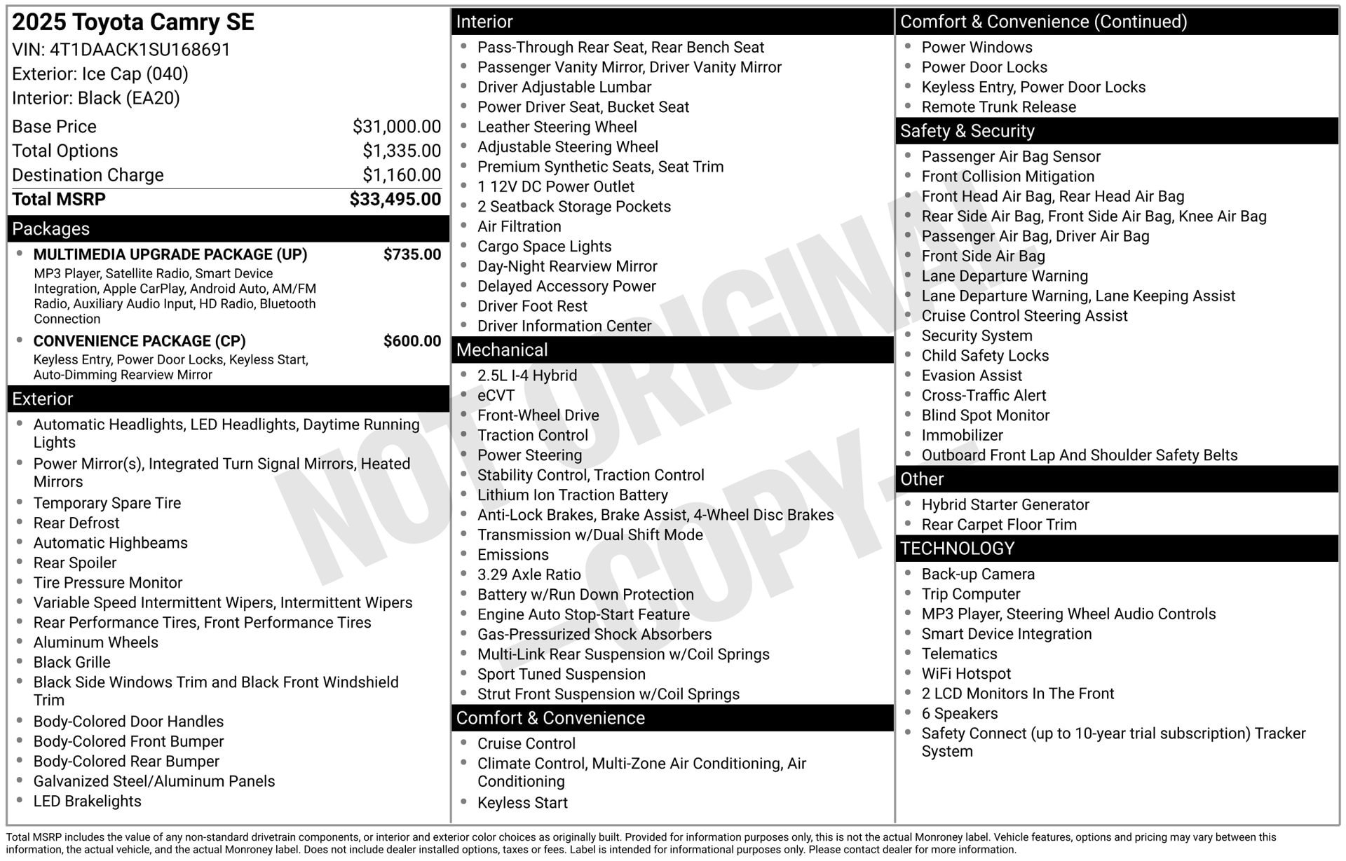 Used 2025 Toyota Camry SE w/ Multimedia Upgrade Package FWD image 40