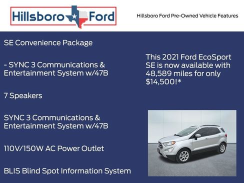 Used 2021 Ford EcoSport SE w/ SE Convenience Package FWD image 6