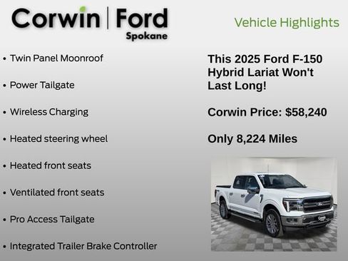 Certified 2025 Ford F150 Lariat w/ Equipment Group 502A High image 19