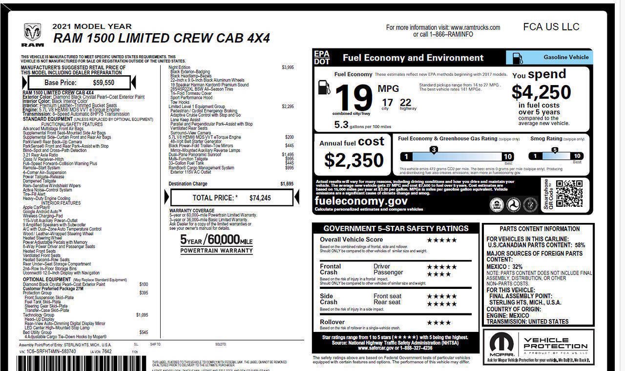 Used 2021 RAM 1500 Limited w/ Night Edition AWD/4WD image 14
