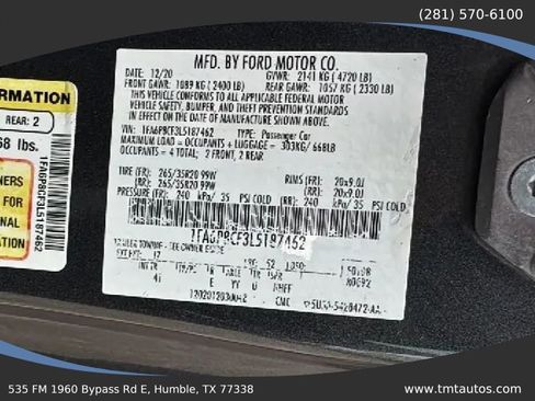 Used 2020 Ford Mustang GT Premium w/ Ford Safe & Smart Package RWD image 15