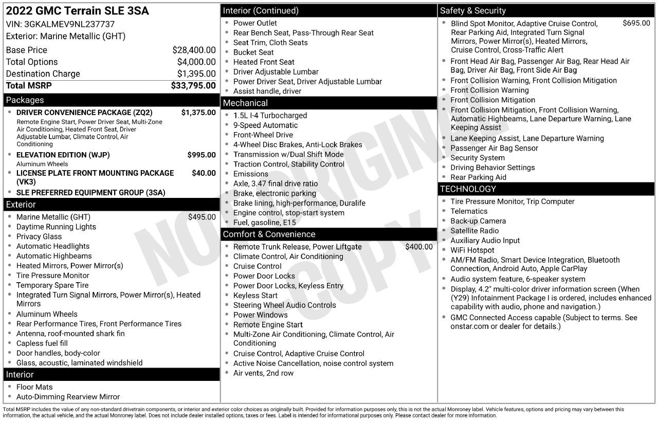 Used 2022 GMC Terrain SLE w/ Driver Convenience Package FWD image 30