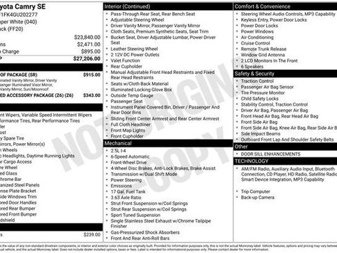 Used 2016 Toyota Camry SE w/ Moonroof Package FWD image 31
