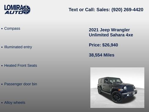 Used 2021 Jeep Wrangler Unlimited Sahara w/ Cold Weather Group AWD/4WD image 33