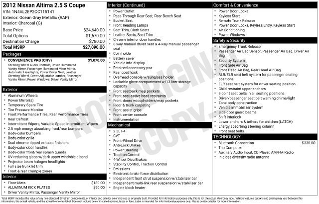 Used 2012 Nissan Altima 2.5 S w/ Convenience Pkg FWD image 33