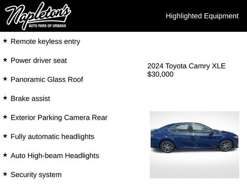 Used 2024 Toyota Camry XLE w/ Navigation Package FWD image 3