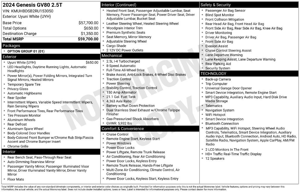 Certified 2024 Genesis GV80 2.5T AWD/4WD image 2