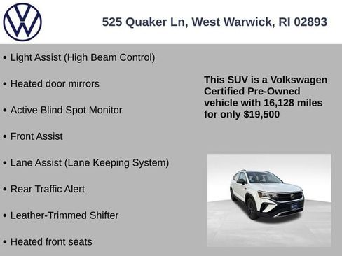 Certified 2022 Volkswagen Taos S w/ IQ Drive S Package image 25