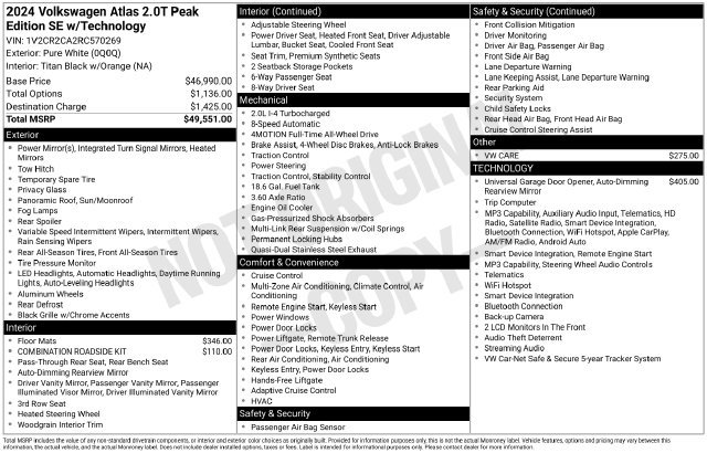 Used 2024 Volkswagen Atlas Peak Edition SE AWD/4WD image 4