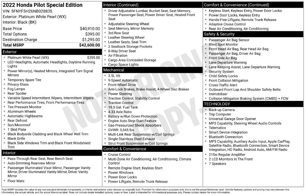 Used 2022 Honda Pilot Special Edition image 10