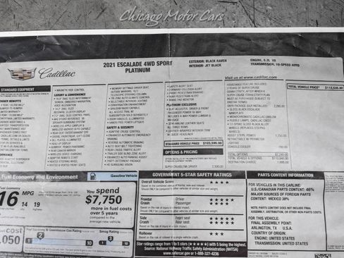 Used 2021 Cadillac Escalade Sport Platinum w/ LPO, ONYX Package AWD/4WD image 64