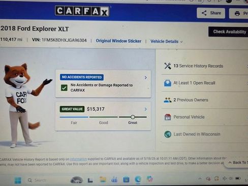 Used 2018 Ford Explorer XLT w/ Equipment Group 202A AWD/4WD image 2