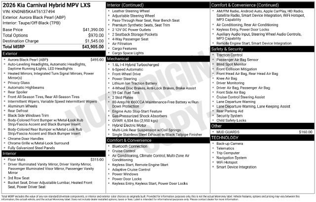 Certified 2026 Kia Carnival LXS FWD image 33