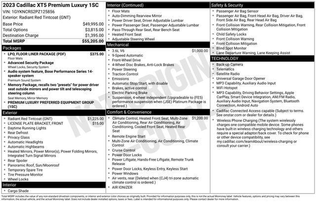 Certified 2023 Cadillac XT5 Premium Luxury w/ LPO, Floor Liner Package FWD image 36