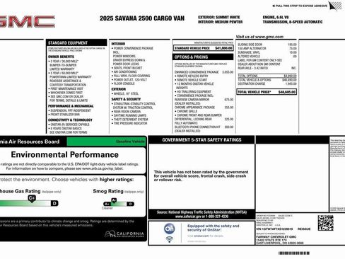 New 2025 GMC Savana 2500 w/ Enhanced Convenience Package RWD image 5
