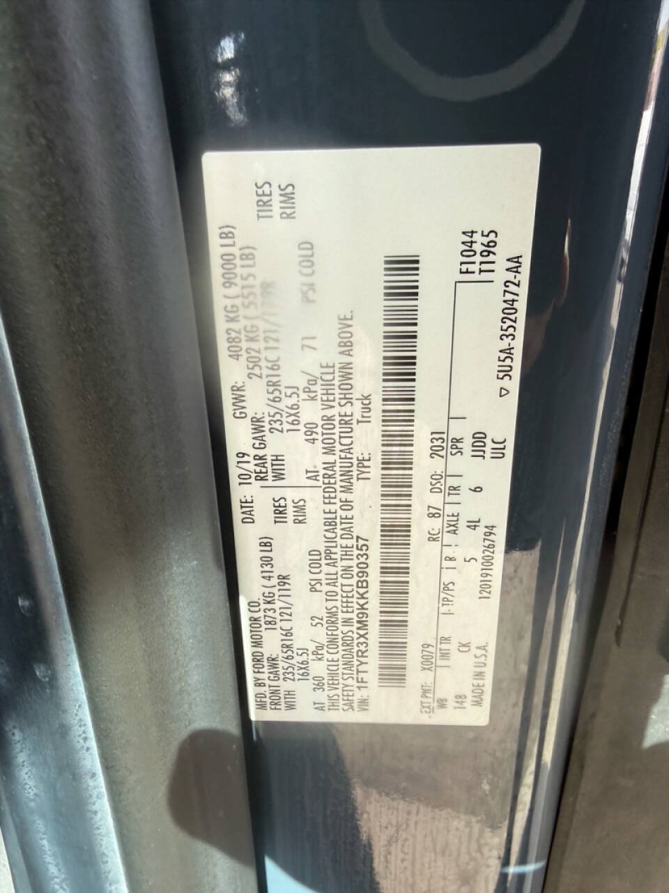 Used 2019 Ford Transit 250 148 High Roof Extended RWD image 16
