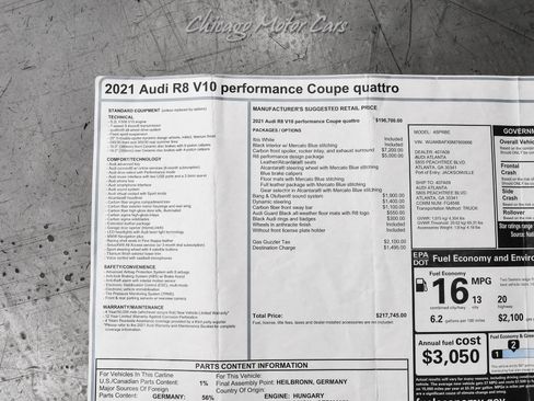 Used 2021 Audi R8 V10 performance w/ R8 Performance Design Package image 58