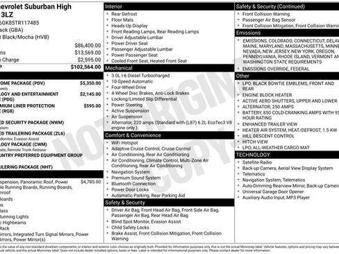 New 2026 Chevrolet Suburban High Country w/ LPO, Chrome Package image 29