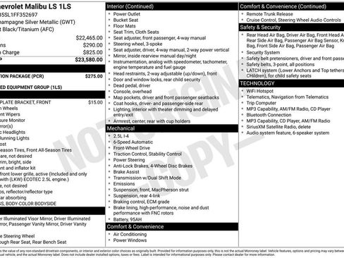 Used 2015 Chevrolet Malibu LS w/ Protection Package FWD image 3