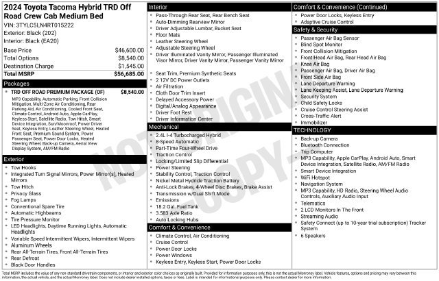 Used 2024 Toyota Tacoma TRD Off-Road w/ TRD Off Road Premium Package AWD/4WD image 14