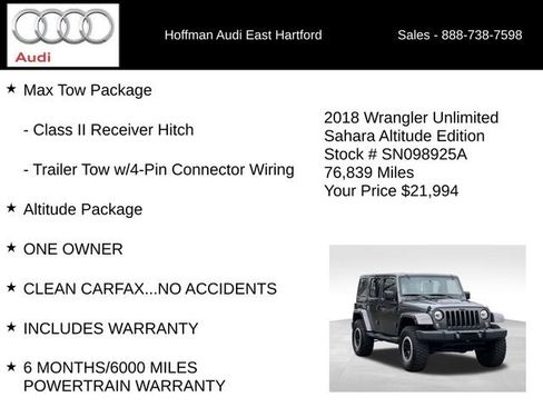 Used 2018 Jeep Wrangler Unlimited Sahara AWD/4WD image 24