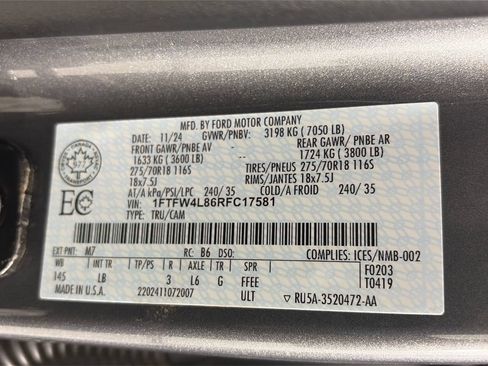 Certified 2024 Ford F150 Tremor w/ Bed Utility Package AWD/4WD image 9