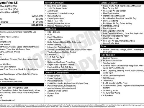 Used 2025 Toyota Prius LE FWD image 39