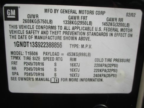 Used 2002 Chevrolet TrailBlazer LT w/ Preferred Equipment Group image 15